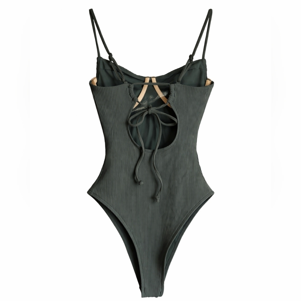 LA Harts Pacsun Ribbed Olive Green Swimsuit Size Small - Picture 2 of 4